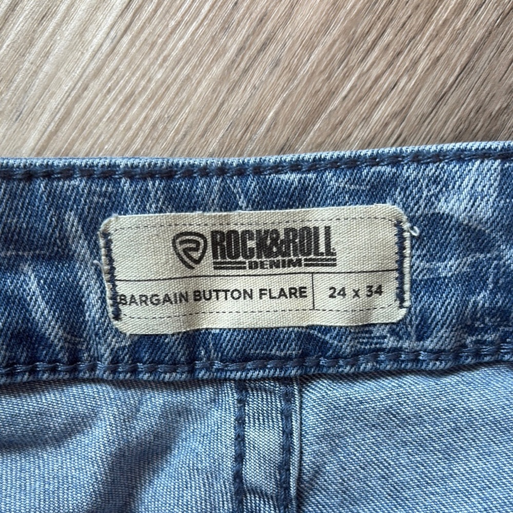 High Rise Blue Patterned Jeans - Picture 2 of 7